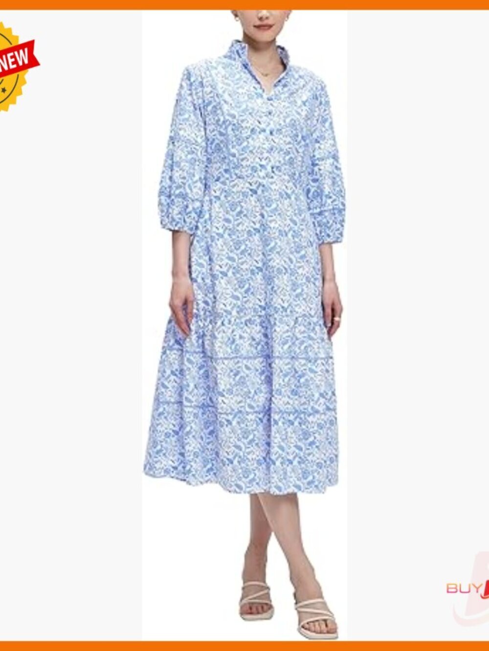 Floral Maxi Dress with Puff Sleeves, Pockets, Button Down